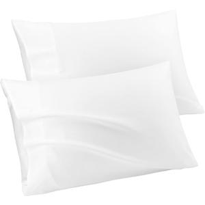 PiccoCasa White Pillow Cases King Size Set of 2,Soft Breathable Pillowcases,100% Cotton Pillow Covers with Envelope Closure