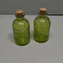 MyGift Vintage Embossed Green Glass Small Reed Diffuser Bottle with Cork Lid, Decorative Flower Bud Vase, Set of 2