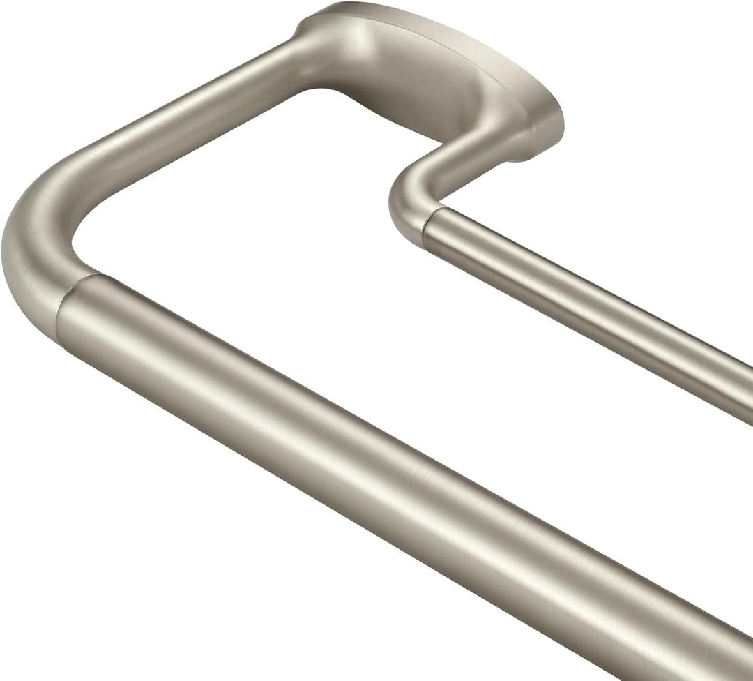 Double Curtain Rods, Wrap Around Curtain Rod for Windows, Internal Splicing 1'' Front and 5/8'' Back Adjustable Curtain Rod with Aluminum Finials and Brackets (Brushed Nickel, 28-150")