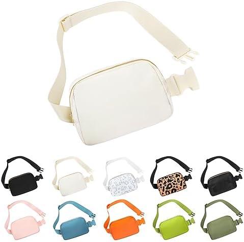 SWT OF 2, Frenou Waist Belt Bag Fashion Fanny Women and Men Gift Waist Pack With Adjustable Strap For Travel Running Hiking Walking Off White