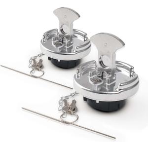 2PCS 11-04859-200 Locking Fuel Cap w/2 Key Fit for Peterbilt 330 to 587 Semi Trucks 1972-2017 4In Lever Style Aluminum Diesel Fuel Tank Cap Lock Replaces# 1104859200 600212 Lock Gas Cap
