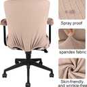 Tallew 4 Pcs Office Chair Covers Set Computer Universal Protective Stretchable Chair Seat Covers Desk Armrest Slipcovers Pads Office Cushion Backrest for Rotating(Camel)