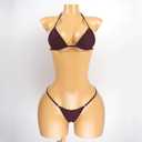 SHERRYLO Micro Bikini Extreme G String Thong Bikinis Sexy Mini Bathing Suit for Women Womens Swimsuits Microkini Swimsuit (Brown, M)