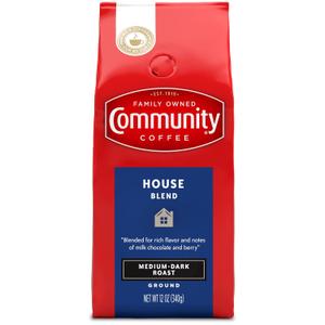 Community Coffee House Blend, Ground Coffee, Medium Dark Roast, 12 Ounce Bag (Pack of 1), BB 09/04/25
