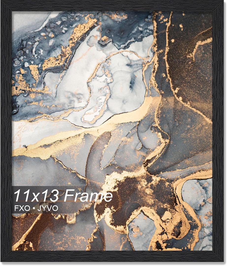 Fxojyvo Engineered Wood 11x13 Picture Frame, Black Frame for 11 x 13 Inch Picture Poster Photo, Light Weight 11 by 13 Frame with Wood-grain for Wall - 1 Pack/Black/11 x13