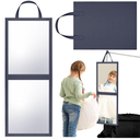 GlikCeil Foldable Portable Full Length Mirror for Dorm Dance Backstage Camping Travel Hanging Folding Makeup Body Mirror for Dancers Artists Home Aestheticians Spa (Grey,33.5" X 13.4")