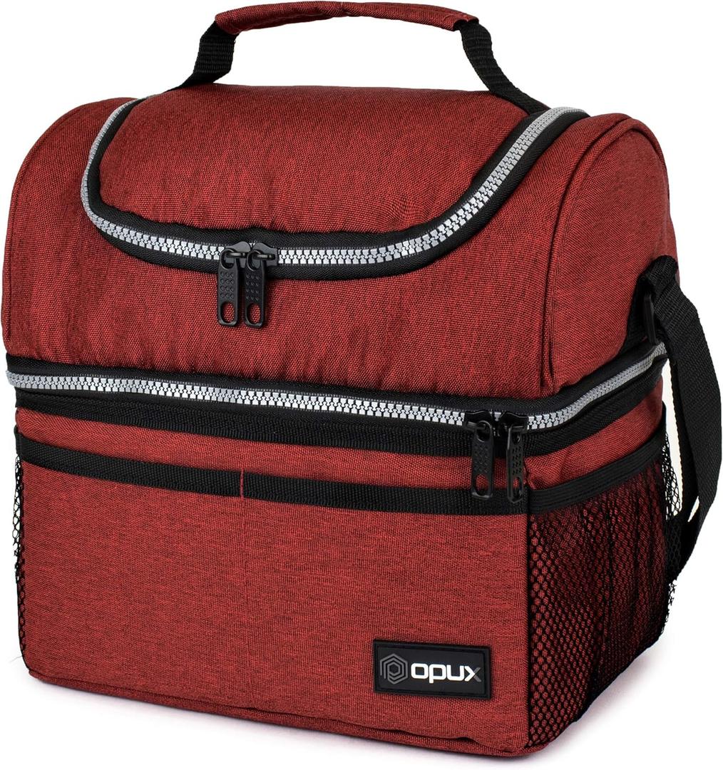 OPUX Lunch Box For Men Women, Insulated Large Lunch Bag Adult Work, Double Decker Lunchbox Meal Prep, Dual Compartment Leakproof Lunch Cooler, Soft Lunch Pail Tote Boys Girls Kids School, Red 16 Cans OPUX Lunch Box For Men Women, Insulated Large Lunch Bag Adult Work, Double Decker Lunchbox Meal Prep, Dual Compartment Leakproof Lunch Cooler, Soft Lunch Pail Tote Boys Girls Kids School, Red 16 Cans
