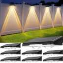 Solar Fence Lights Outdoor 8 Pack - 3 Modes (Warm/Neutral/Cool White), Fence Lights Solar Powered for Outside, IP65 Waterproof, Auto ON/Off Deck Lighting for Wall, Step, Patio, Pathway, Stairs (3000K/4500K/6500K)