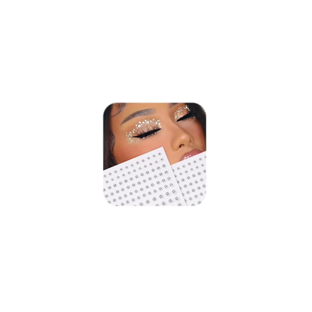 QWALIT Face Gems Hair Gems Hair Jewels Face Jewels Face Gems Stick on Hair Diamonds Sticky Hair Rhinestones Face Rhinestones Adhesive Stick on Gems for Face Eye for Prom (A1-silver)