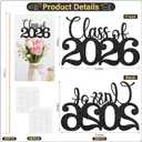 2 x Class of 2026 Decorations, 20Pcs Black Double-Sided Graduation Centerpieces for Tables 2026, Graduation Table Decorations with Sticks & Glue Dots