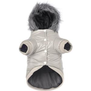 LESYPET Dog Coat for Small Dogs, Windproof Doggie Puffer Jacket with Leash Hole, Extra Warm Dog Jacket Winter Coat, Grey S