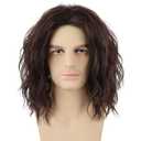 Short Brown Curly Wig for Men Middle Part Heat Resistant Synthetic Mens Wig for Costume Cosplay Halloween Party