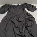 Scarlet Darkness Renaissance Dress Women Cottagecore Corset Dress Ruffle Maxi Dress with Pockets (Black, S)