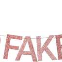 5 x 21st Birthday Decorations for Her, Pre-Strung RIP FAKE ID Banner -Rose Gold Glitter, Happy 21 Year Old Party Birthday Sign gifts