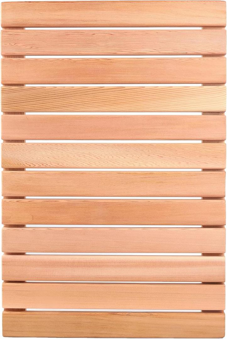 bingaai Cedar Wood Shower Mat, Cedar Wooden Bath Mats, Wood Bath Mat 23.6 15.7 in, Shower Stall Mat Non-Slip for Bathroom Bathtub Spa Sauna Garden Home, Wooden Floor Mat Large for Indoor and Outdoor