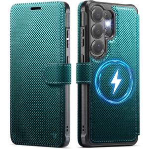 for Samsung Galaxy S26 Ultra Wallet Case Compatible with Magsafe, Magnetic RFID Blocking Card Holder Women Men Shockproof Wallet Phone Cover for Galaxy S26 Ultra 6.9", Bluish Green