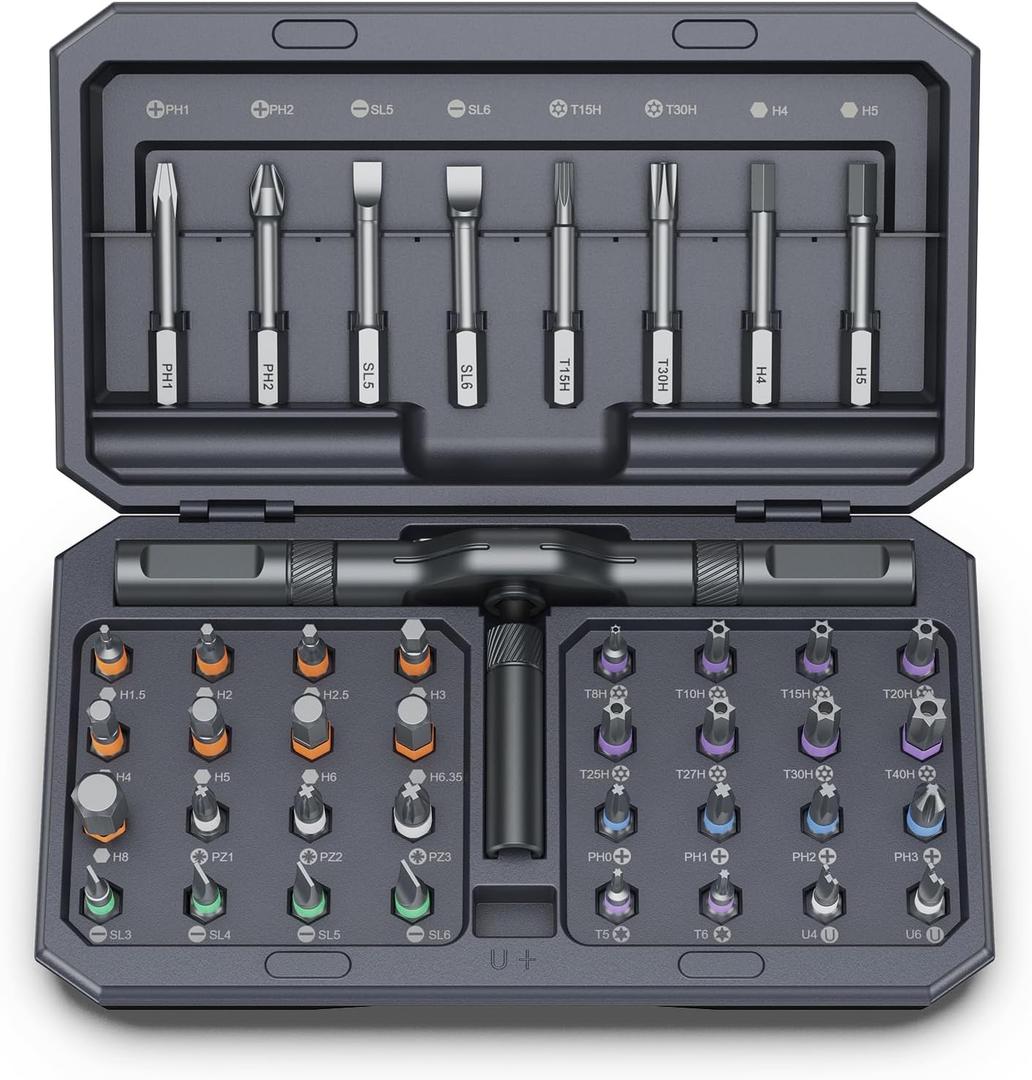 42 in 1 Magnetic Screwdriver Set, DIY Ratchet Screwdriver Set, Multi Bit Magnetic Drive Set with Detachable Ratchet Handle, Portable Compact Repair Tool Kit for Furniture Computer Bicycle Gray