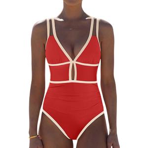 popvil Women One Piece Swimsuit 2026 Tummy Control Sexy Cutout Neon Color Block Bathing Suit Slimming Adjustable Swimwear, Size L