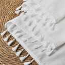 2 Pack Boho Tassel White Valances for Windows Semi Sheer Kitchen Valance Bedroom Bathroom Small Window Cafe Curtains, 54x15 inches