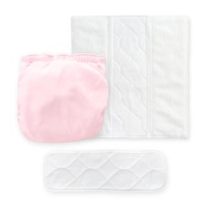 Amazing Baby Hybrid Cloth Diaper Cover/Swim Diaper, Small, Sz 2 (8-15 lbs), Use Boosties Disposable or Reusable Inserts, Pastel Pink, SmartNappy Set: Cover + Tri-Fold + Booster Pad
