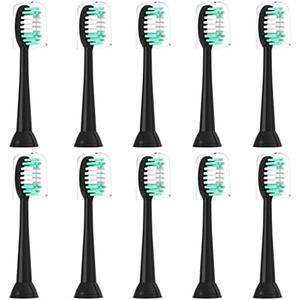 Everystep Replacement Toothbrush Heads 10 Pack for AquaSonic Black Series for Vibe Series Black Series pro, and for Duo Series pro Electric Toothbrush,Balck