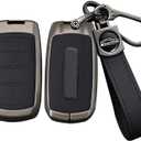 ontto Car Key Cover Case Fit for Dodge Ram 1500 2500 3500 4500 5500 2019-up,Metal Frame Key Fob Shell Leather Key Skin Fit for Ram Truck,Stylish Vehicle Key Protector,4-Button-Black