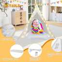6 Pack Teepee Tent for Kids [Thickened] with Light String and Inflatable Airbed, Slumber Party Tents, Sleepover Tents Party for Girls Boys Indoor Outdoor (White)