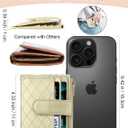 Women's Wallet Built-in Anti-Loss Tracker, RFID Blocking Small Compact Card Holder Wallet for Women Soft PU Leather Bifold Pocket Wallet Ladies Mini Purse with Zipper Pocket, ID Window (Gold)