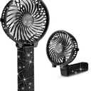 Mudder Rhinestone Bling Handheld Bride Fan Crystal, Black, Foldable