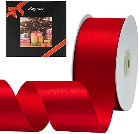 Solid Color Double Faced Red Satin Ribbon 2" X 25 Yards, Ribbons Perfect for Crafts, Wedding Decor, Bows Bouquet, Sewing, Christmas Gift Wrapping