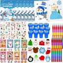 Cinrobiye 72 Pieces Winter Frozen Party Favors Winter Arctic Animals Coloring Books Tattoo DIY Sticker Stampers Class Reward Prizes for Christmas Holiday Winter Party