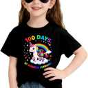 100 Days of School Shirt for Kids Boys Girls Funny 100th Day of School Toddler Graphic Short Sleeve T-Shirt 3-7T (Black)