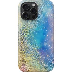 DorisMax for iPhone 16 Pro Case - Wireless Charging Compatible - Dual-Layer Hard Shell + Silicone Cover - Shockproof Protective Phone Case with Stylish Designs for Women - Abstract Blue Gold