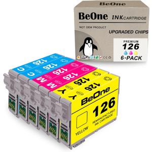 BeOne Remanufactured Ink Cartridges Replacement for Epson T126 126 to use with Workforce 60 435 520 545 630 633 635 645 840 845 WF-3520 WF-3530 WF-3540 WF-7010 WF-7510 WF-7520 Printer (2C, 2M, 2Y)