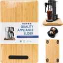 Fullin 360Appliance Slider, Bamboo Sliding Tray for Coffee Maker, Appliance Sliding for Kitchen Appliances Countertop Slides Easily from Under The Cabinet Rolling Tray with 360Rotation Metal Wheels