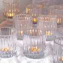 Glass Large Votive Candle Holder Set of 8, Tea Lights Candle Holders for Wedding Table Centerpieces, Boho Decor, Home Dinner Birthday Party Decor, Bridal Shower and Holiday Decorations (Clear)