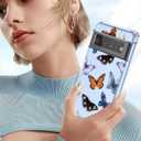 Case for Google 6 Pro Pixel 6 Pro,Floral Pattern Transparent Soft TPU Phone Case,Air Cushion Shockproof Bumper,Protective Phone Cover for Google Pixel 6 Pro,Color Butterfly