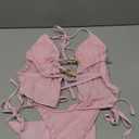 ZAFUL Halter Swimsuits for Women Textured Backless 2 Piece Bathing Suits Cheeky High Cut String Tie Side Bikini Sets