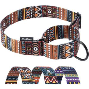 CollarDirect Martingale Collars for Dogs Heavy Duty Tribal Pattern Adjustable Soft Safety Training Nylon Wide Pet Collar Medium Large (Aztec Brown, XL, Neck Size 19"-24")