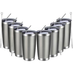 MEWAY 20oz Tumbler 8 Pack Double Wall Vacuum Insulated Travel Mug Bulk, Stainless Steel Tumblers with Lid and Straw, Durable Powder Coated Coffee Cups for Cold & Hot Drinks (Cold Gray, 8) MEWAY 20oz Tumbler 8 Pack Double Wall Vacuum Insulated Travel Mug Bulk, Stainless Steel Tumblers with Lid and Straw, Durable Powder Coated Coffee Cups for Cold & Hot Drinks (Cold Gray, 8)