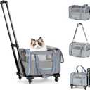 Pet Carrier with Wheels,Airline Approved Dog Carrier with Wheels and Telescopic Handle,Rolling Pet Carrier with Breathable Mesh for Cat & Small Dog