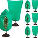 8 Pack Plant Covers Freeze Protection, 31.5"x47.2" Frost Blankets with Zipper Drawstring, Winter Cold Weather Plant Protection Jacket for Outdoor Plants Potted Shrubs Trees from Freeze Animals, Green