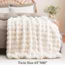 BENVWE Faux Fur Throw Blanket for Couch Bed - Fluffy Soft Thick Bubble Blanket for Living Room Home Decor - Mothers Day Birthday Gifts for Women, Cream White, 63" x 80"