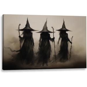 Creepy Witchy Wall Decor Posters Three Witches Vintage Witch Wall Art Decor Aesthetic Halloween Room Decor Witchy Wall Decor 16x24inch Framed