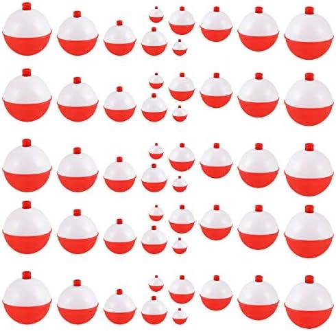 Coopay Fishing Bobbers 30Pcs-50Pcs/Lot Hard ABS Fishing Floats Set Snap on Float Red/White Bobbers Push Button Round Buoy Tackle Accessories