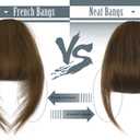 BARSDAR Medium Brown Human Hair Bangs Clip in - 100% Real Human Hair Clip in Bangs for Women - Medium Brown French Bang Extensions Natura Fringe with Temples Hairpieces