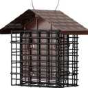More Birds Double Suet Feeder with Weather Guard, 6.5" L X 4.25" W X 7.25" H, Brown
