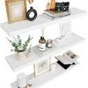 Floating Shelves for Wall White Wood Shelf for Bedroom, 36 Inch Wall Mounted Floating Shelves for Bathroom Living Room Kitchen Office, 1.3" Thick Floating Book Shelves for Wall, Set of 4