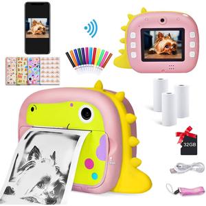 Camera for Kids, Instant Print Camera with WiFi Function 1080P Video Camera 2.4" Screen Selfie Camera with 32G TF Card, 4 DIY Stickers, 12 Colored Penls, 3 Rolls Print Papers for Girls Boys(Pink) Camera for Kids, Instant Print Camera with WiFi Function 1080P Video Camera 2.4" Screen Selfie Camera with 32G TF Card, 4 DIY Stickers, 12 Colored Penls, 3 Rolls Print Papers for Girls Boys(Pink)