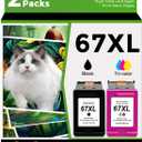 Compatible 67XL Ink Cartridge Replacement for HP 67 XL hp67xl Black/Color Combo Pack for DeskJet Envy 2855e 2827e 2755e 6055e 2700 2700e 6000 6000e 4155e 4227e 2734e 6455e 6400 2752e 4100 4100e